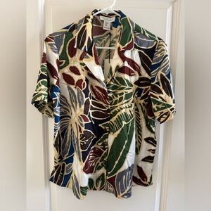 NWT Rachel Zoe Tropical Print Short Sleeve Shirt Size Small